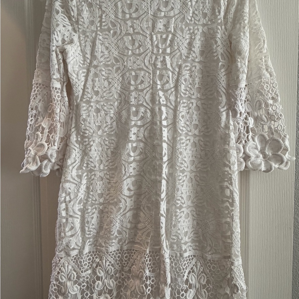 Alfani White Crochet Lace Shift Dress